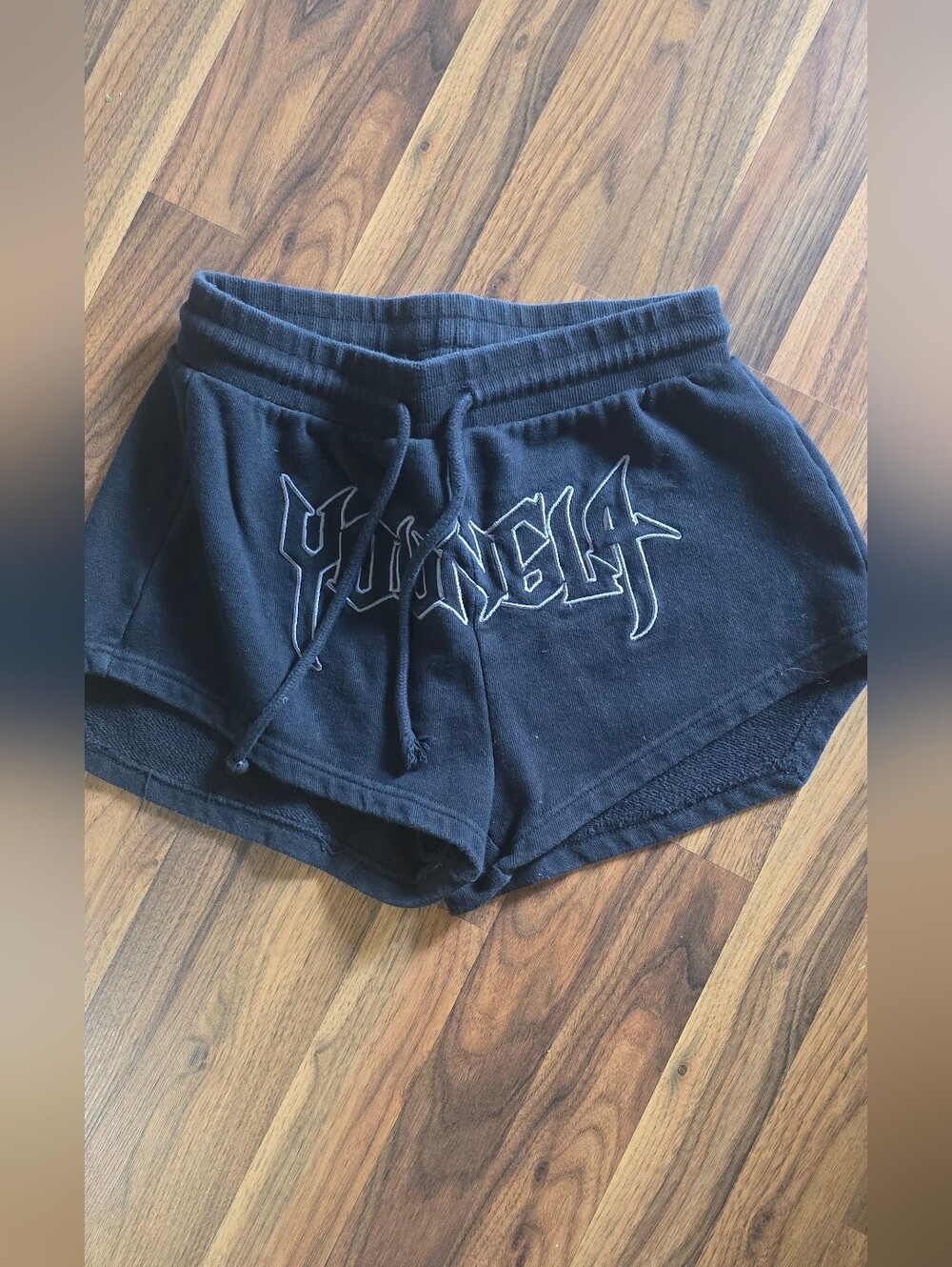 YoungLA Black Athletic Drawstring Shorts with Logo